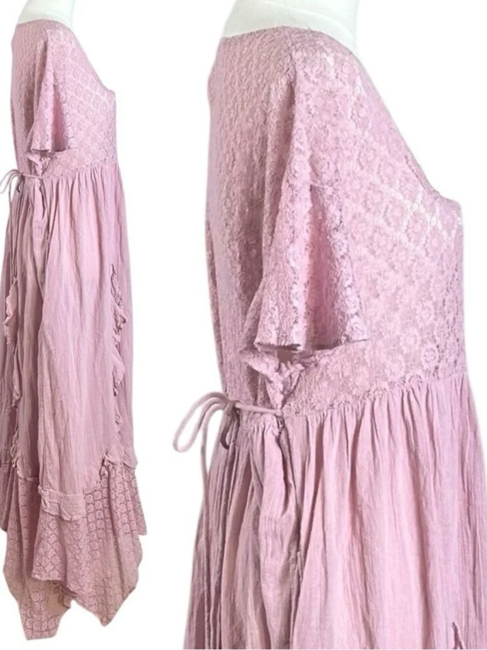 Free People Ethereal Bohemian Bring The Romance Midi Maxi Dress Pink Medium